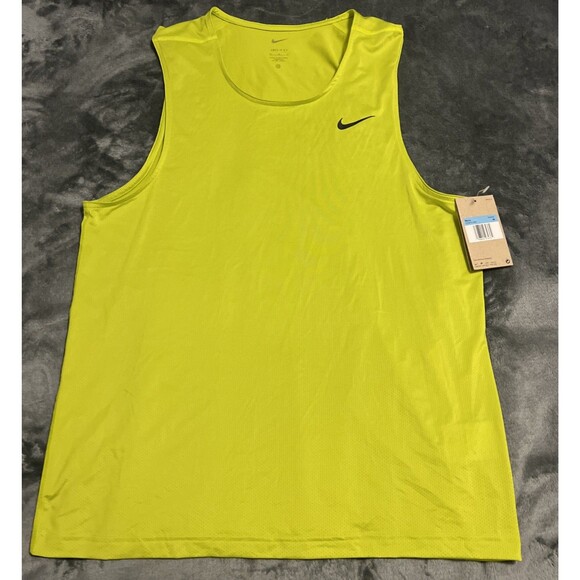 Medium Nike Dri-fit Miler Running Tank Vest Men's Green DV9813 308 - Picture 3 of 7